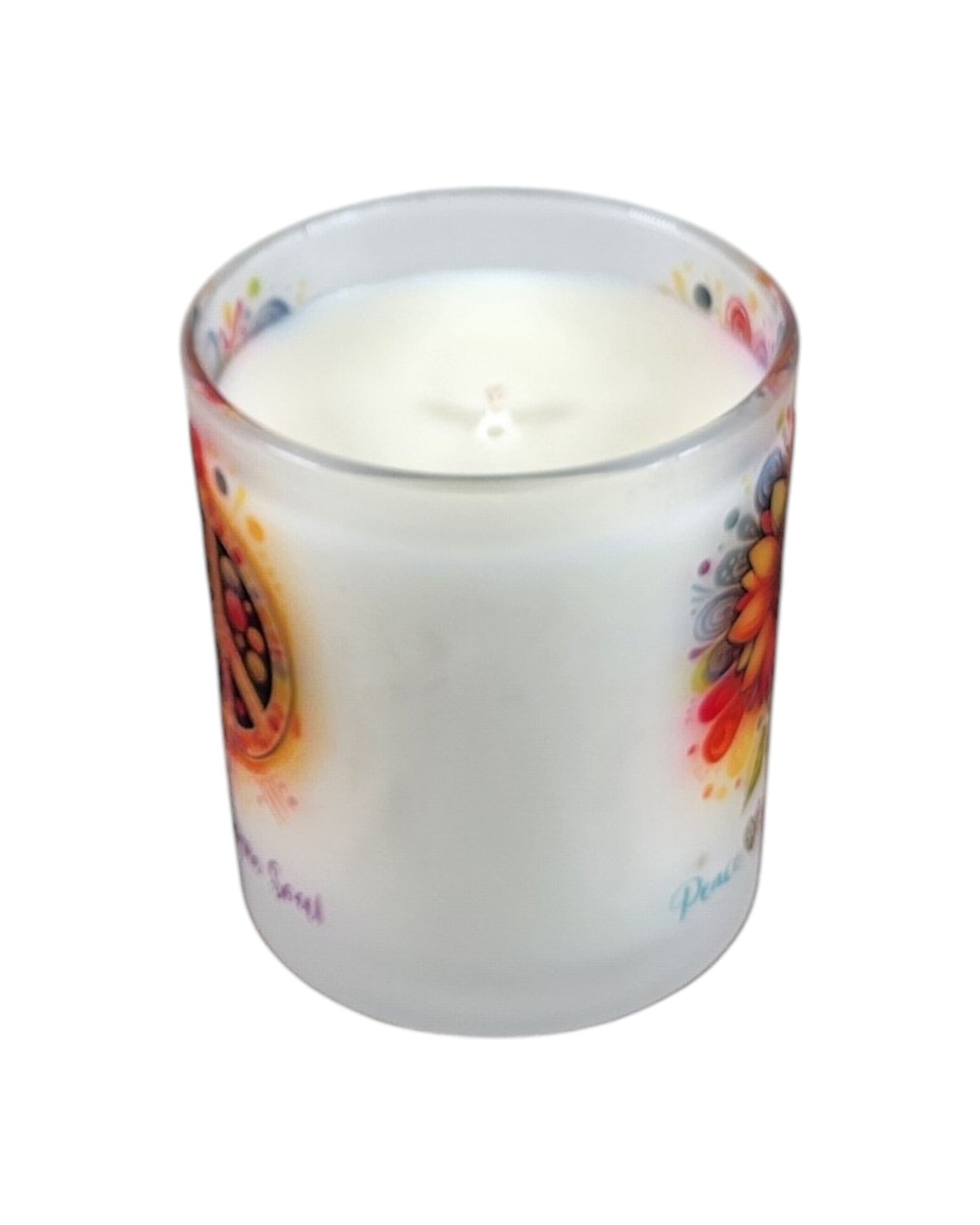 Peace Love Hippie Soul | Fire Roasted Marshmallow Type Soy Candle | 8 oz | Sublimated Glass Jar | Jenire Designs