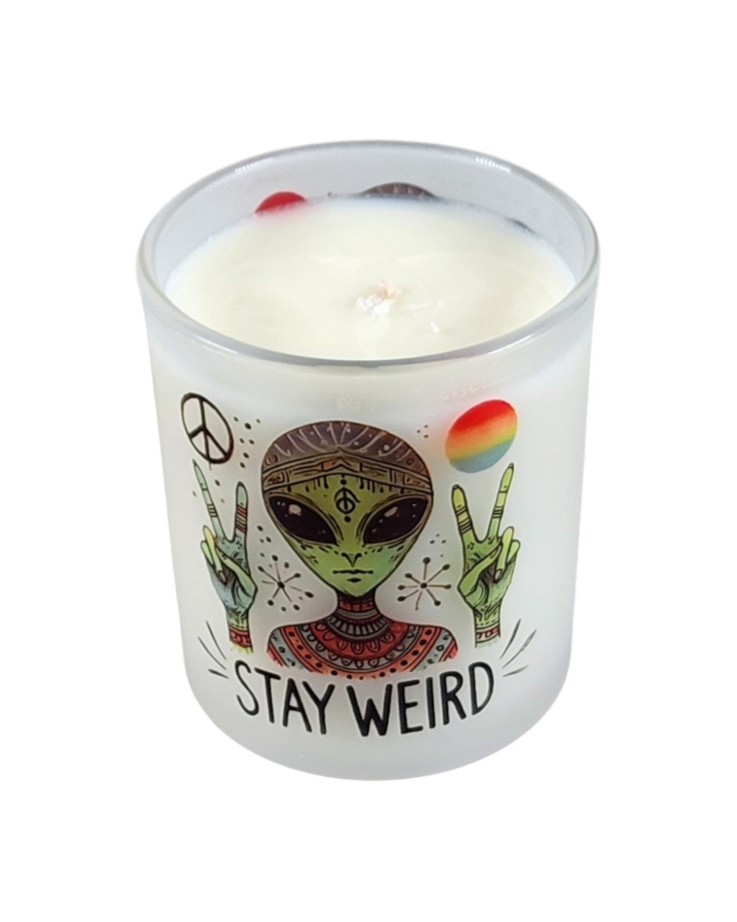 Stay Weird | Wildflower Type Soy Candle | 8 oz | Sublimated Glass Jar | Jenire Designs