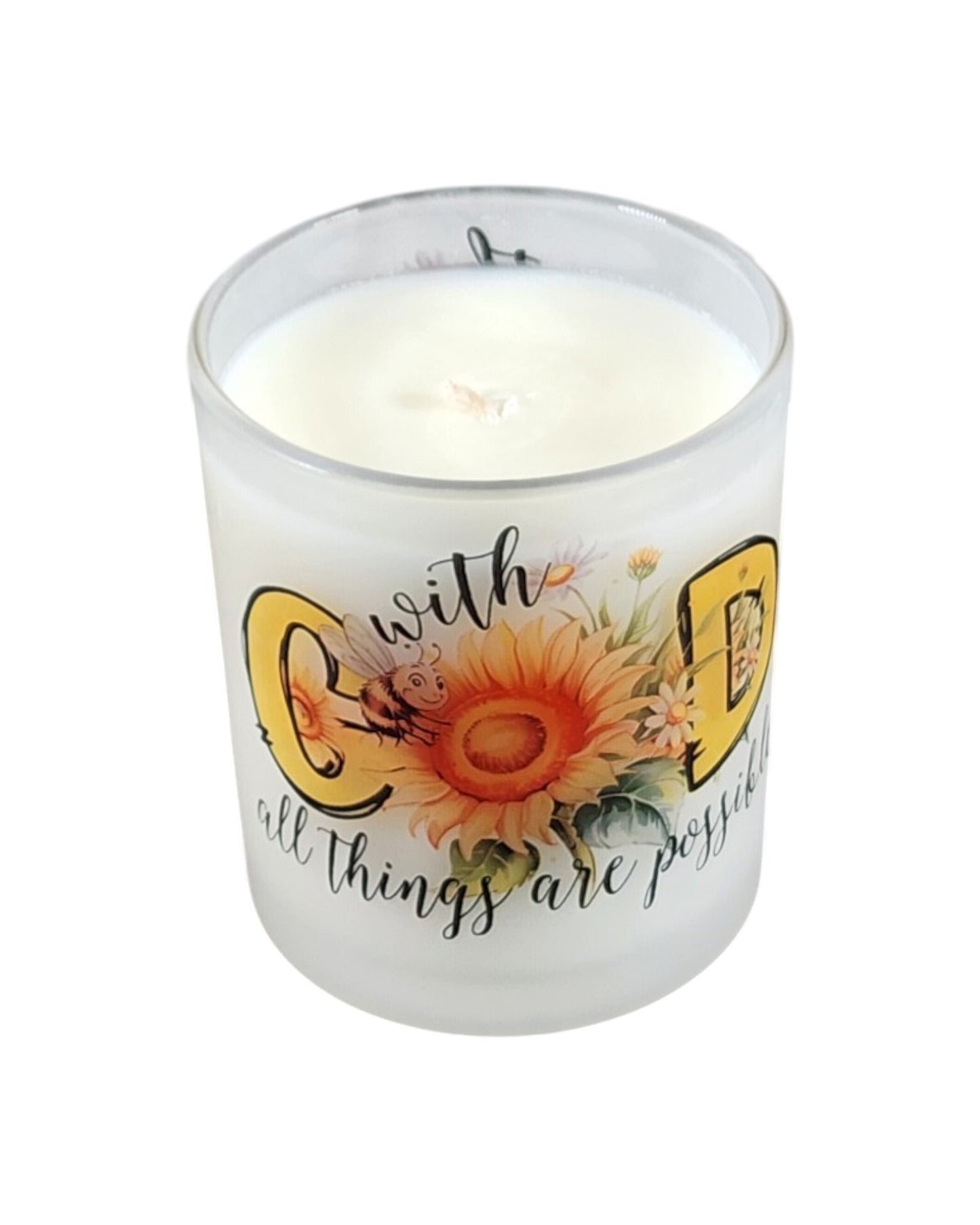 With God | Agave Nectar Type Soy Candle | 8 oz | Sublimated Glass Jar | Jenire Designs
