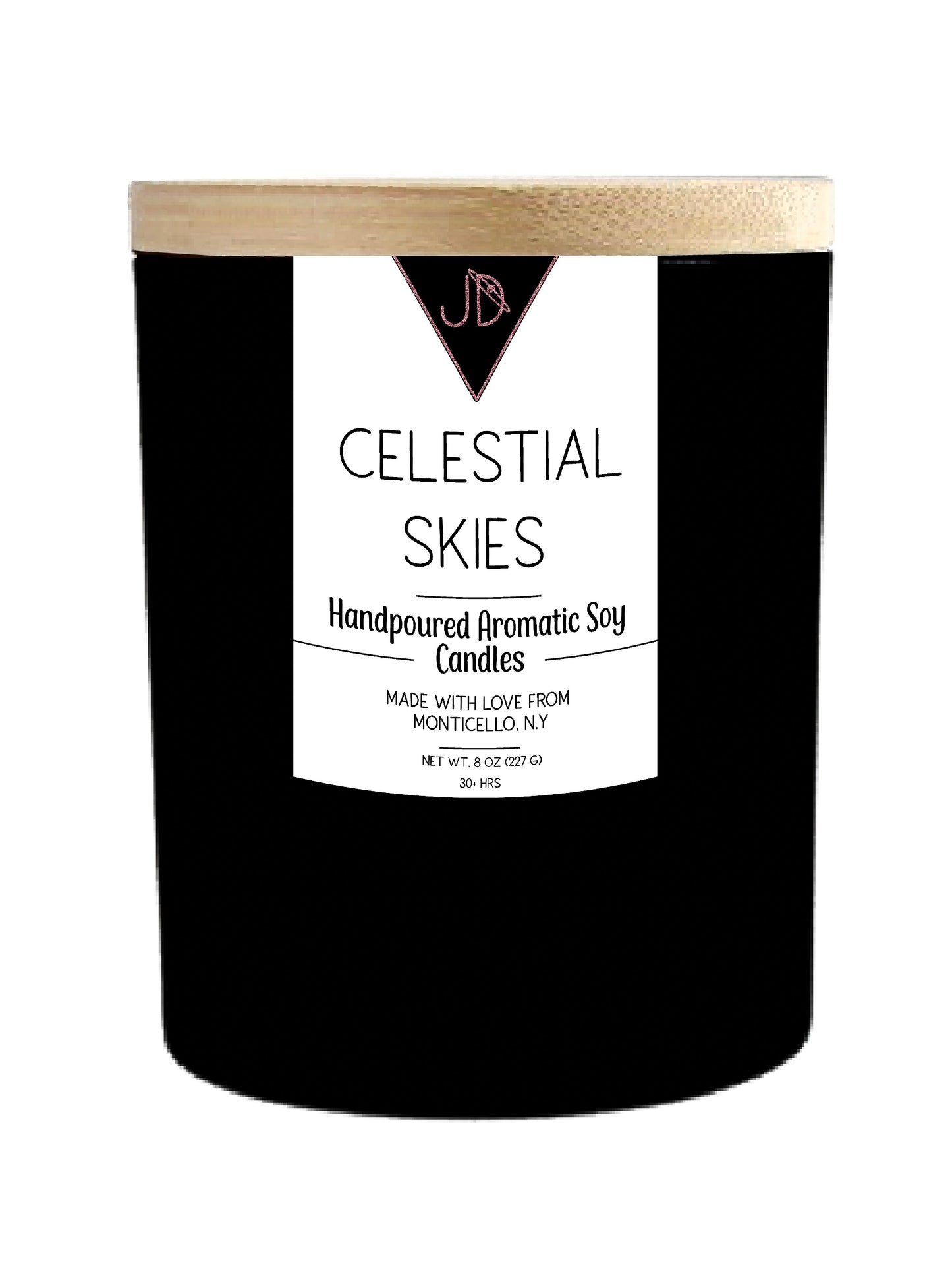 A soft, blush glow — like standing under a sky full of stars with your heart wide open. Celestial Skies blends rose quartz florals with sweet raspberry, mandarin, and lychee for a bright, healing opening, deepened by red currant and a cosmic shimmer of accord. As the candle settles, warm oud wood, benzoin, and sheer musk rise up beneath, grounding all that soft light in something earthy and quiet.

This one is for slow evenings, tarot pulls, and moon rituals — for anyone tending to their own energy.