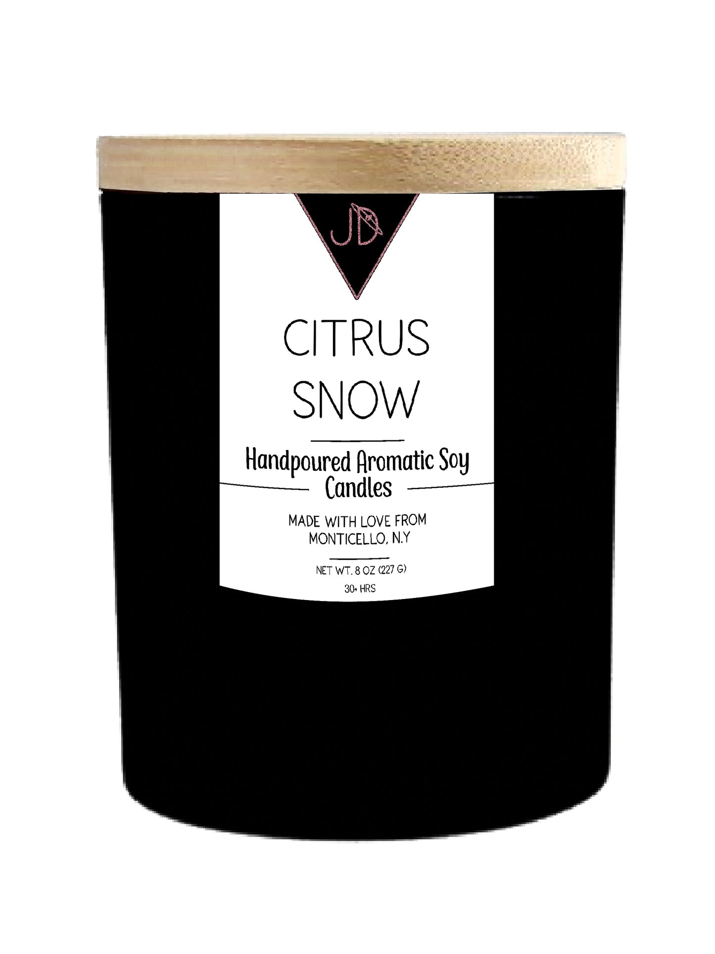 The scent of the first snowfall wrapped around fresh-cut citrus. Citrus Snow opens with a bright burst of winter berry and orange, warming into cozy cinnamon and clove, before melting into a soft dry-down of French vanilla and musk.

It's crisp and sweet all at once — the kind of scent that makes a room feel like the holidays, no matter the date on the calendar.

Hand-poured in small batches in Monticello, NY using clean-burning soy wax and a cotton wick, Citrus Snow burns true to scent for 30+ hours. Finis