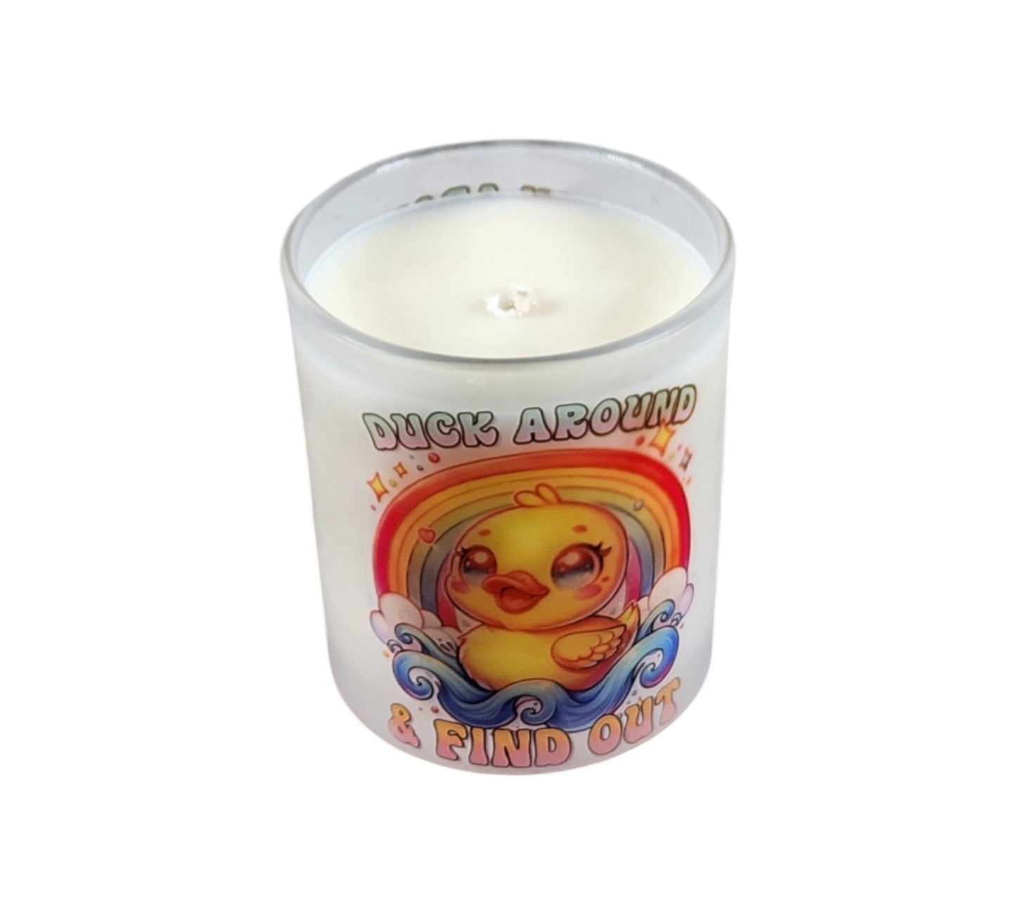 Duck Around & Find Out | Fudge Brownie Type Soy Candle | 8 oz | Sublimated Glass Jar | Jenire Designs