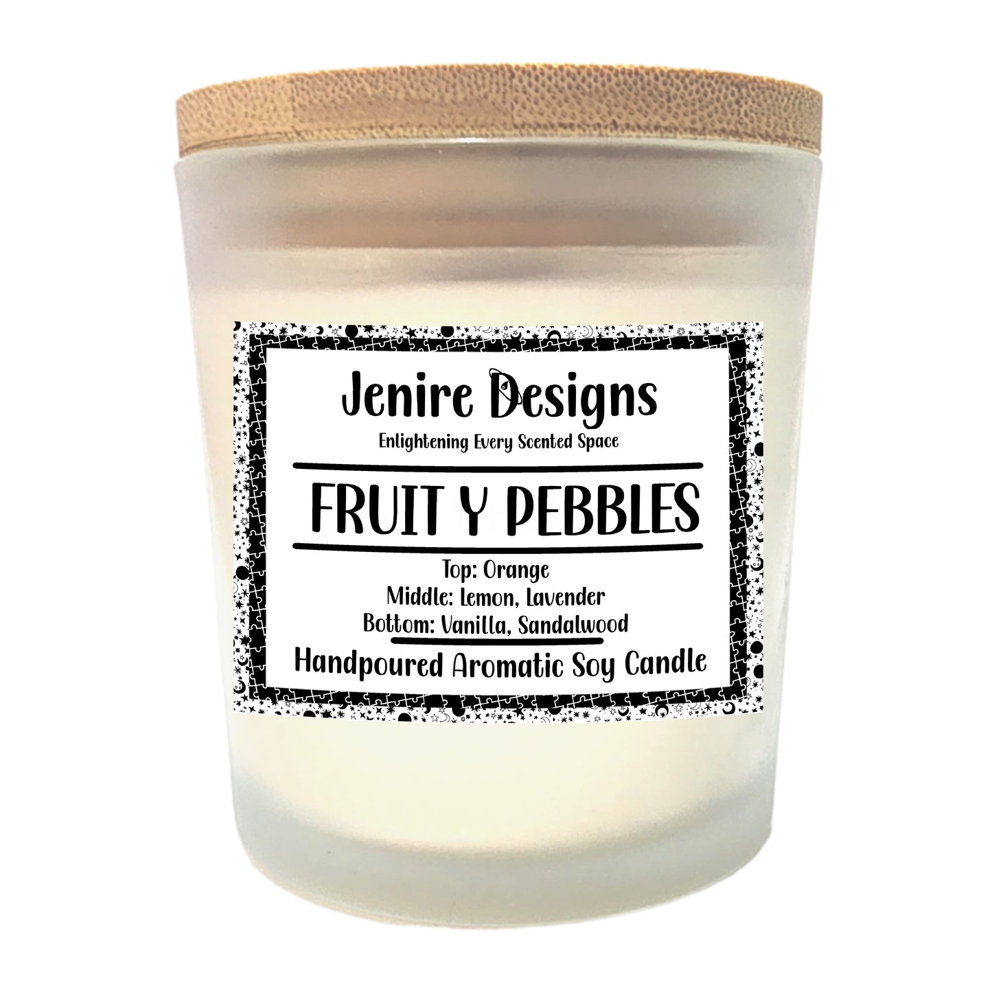 Brighten your day, one nostalgic whiff at a time.
Our Fruity Pebbles candle captures that irresistible, fruity cereal aroma you remember from childhood—like milk kissed by citrus and sugar. Sweet orange and bright lemon dance with floral lavender and a soft whisper of corn cereal, all nestled on a warm base of vanilla and sandalwood.

Fragrance Notes:
	•	Top: Juicy Orange & Tart Lemon
	•	Heart: Soft Lavender, Floral Hint, Corn Cereal
	•	Base: Sweet Vanilla & Creamy Sandalwood