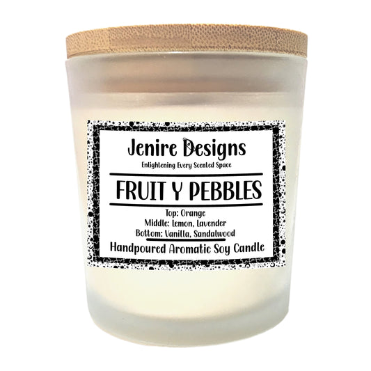 Brighten your day, one nostalgic whiff at a time.
Our Fruity Pebbles candle captures that irresistible, fruity cereal aroma you remember from childhood—like milk kissed by citrus and sugar. Sweet orange and bright lemon dance with floral lavender and a soft whisper of corn cereal, all nestled on a warm base of vanilla and sandalwood.

Fragrance Notes:
	•	Top: Juicy Orange & Tart Lemon
	•	Heart: Soft Lavender, Floral Hint, Corn Cereal
	•	Base: Sweet Vanilla & Creamy Sandalwood
