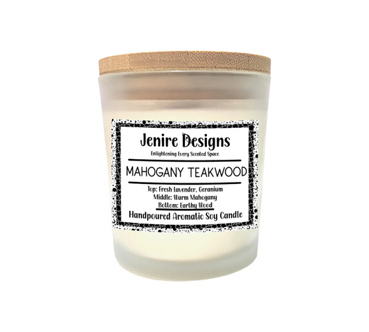 Indulge in the ultimate relaxation with our Mahogany Teakwood 8 oz Crackling Wood Wick Candles. The luxurious blend of mahogany, cedar, and oak wood will transport you to a tranquil sanctuary. Enhanced by the freshness of lavender and the softness of geranium it is an exquisite choice for any candle aficionado. Revel in the fresh top notes, the warm middle tones, and the deep, earthy base of this captivating scent, and bestow upon yourself or someone the gift of a serene, soothing atmosphere.