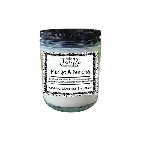 Mango And Banana 7 oz Jar Soy Wax Cotton Wick Scented Candle