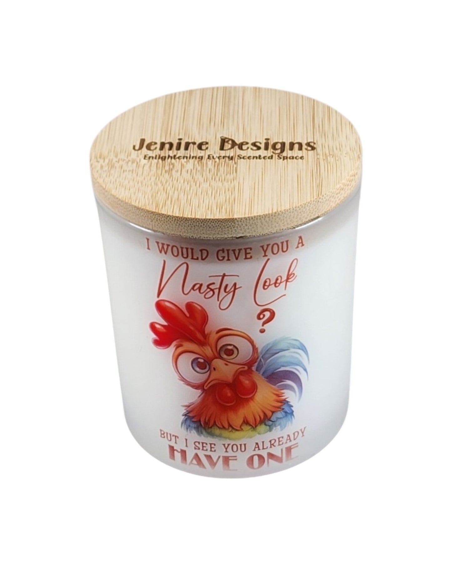 Consider this your formal notice. 🐓

I Would Give You a Nasty Look — But I See You Already Have One.

We didn't come to play. We came to light a candle, mind our business, and let this absolutely unhinged rooster do all the talking.

This one is for the friend who says what everyone else is thinking. For the woman who has perfected the look. For anyone who appreciates a candle that doubles as a personality test — if you laugh, you're our kind of people.

🌈 The Scent: Fruity Pebbles

Bright, playful, and c