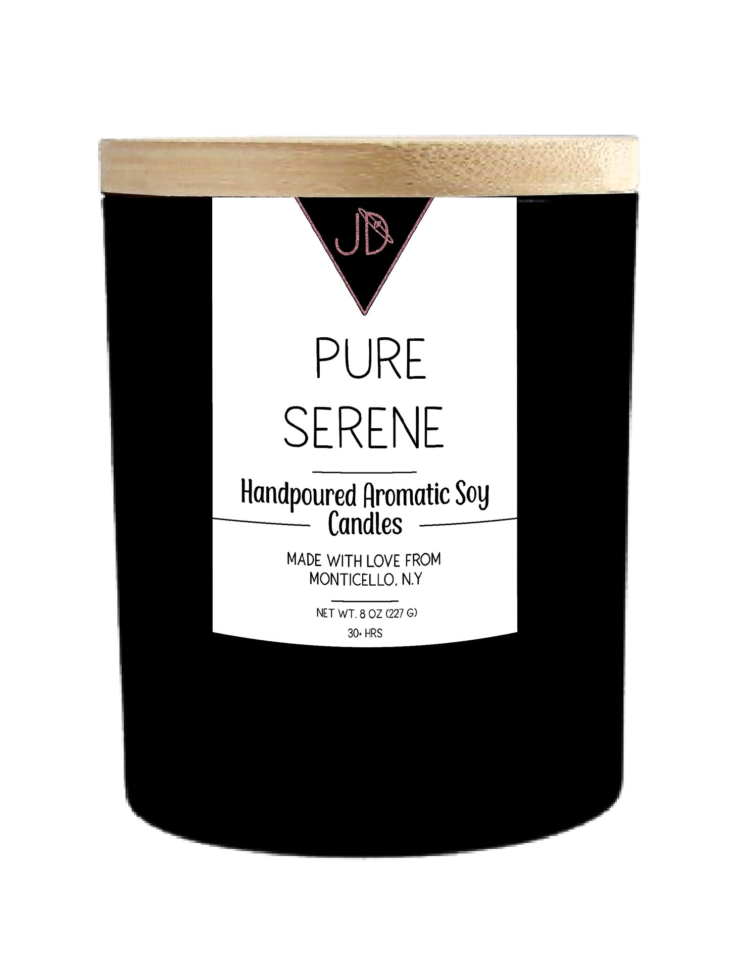 Calm, unbothered, rooted. Pure Serene opens with crisp red apple, creamy coconut, and juicy raspberry, wrapped in warm redwood and cedar. It settles into a smooth, comforting base of tonka bean, sheer wood, and vanilla.

Fruity up top, woodsy underneath — this one's balance in a jar. Perfect for a slow morning, a deep breath, or resetting the room.

Hand-poured in small batches in Monticello, NY using clean-burning soy wax and a cotton wick, Pure Serene burns true to scent for 30+ hours. Finished with a nat