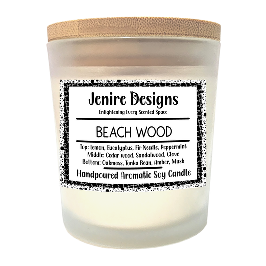Beach Woods Soy Candle (8 oz) – Minted Pine & Coastal Drift with Crackling Wood Wick