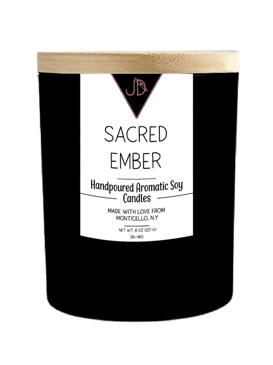 Warm spice curling through smoke, like an old ritual passed down. Sacred Ember opens with black pepper, clove leaf, and nutmeg, softened by a calming layer of lavender. It settles into a rich, resinous base of cedarwood, tonka bean, patchouli, vanilla, amber, sandalwood, and olibanum.

This one is deep and enveloping — perfect for grounding practices, meditation, or simply slowing down at the end of the day.

Hand-poured in small batches in Monticello, NY using clean-burning soy wax and a cotton wick, Sa