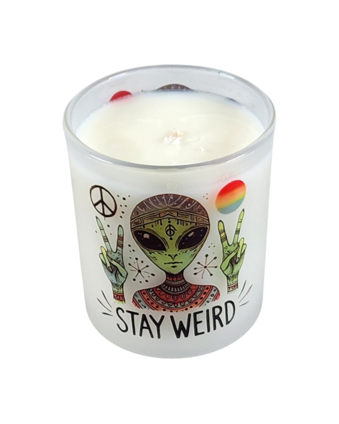 Stay Weird | Wildflower Type Soy Candle | 8 oz | Sublimated Glass Jar | Jenire Designs