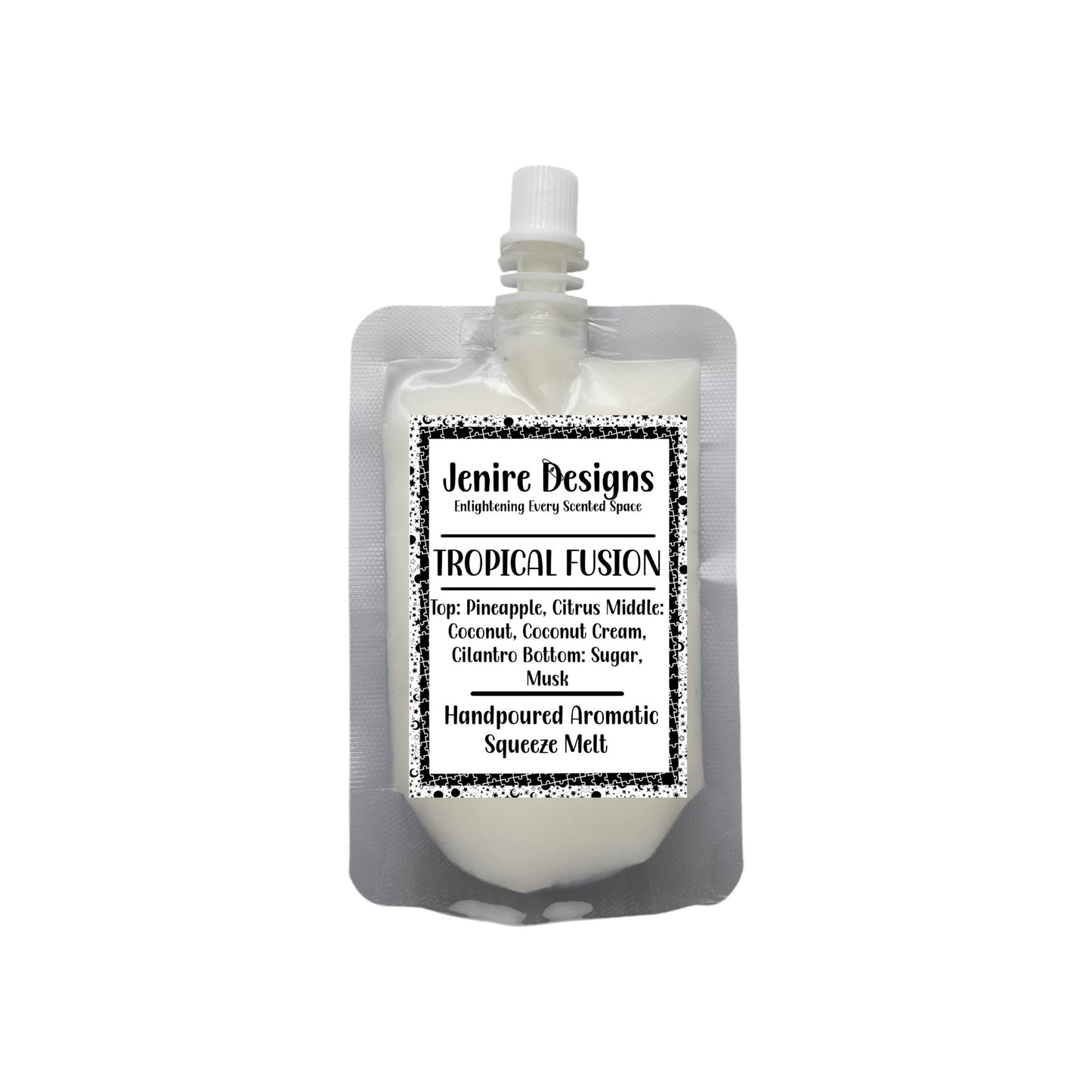 Escape to a tropical paradise with our Tropical Fusion Squeezable Wax Melt (2.5 oz). This luxurious melt features a vibrant blend of juicy island pineapple and zesty citrus, softened with creamy coconut and accented by a fresh hint of cilantro. The aroma finishes with warm notes of sugarcane and musk, evoking the beloved scent of Pineapple Cilantro. Perfect for creating an indulgent, island-inspired ambiance in any space.