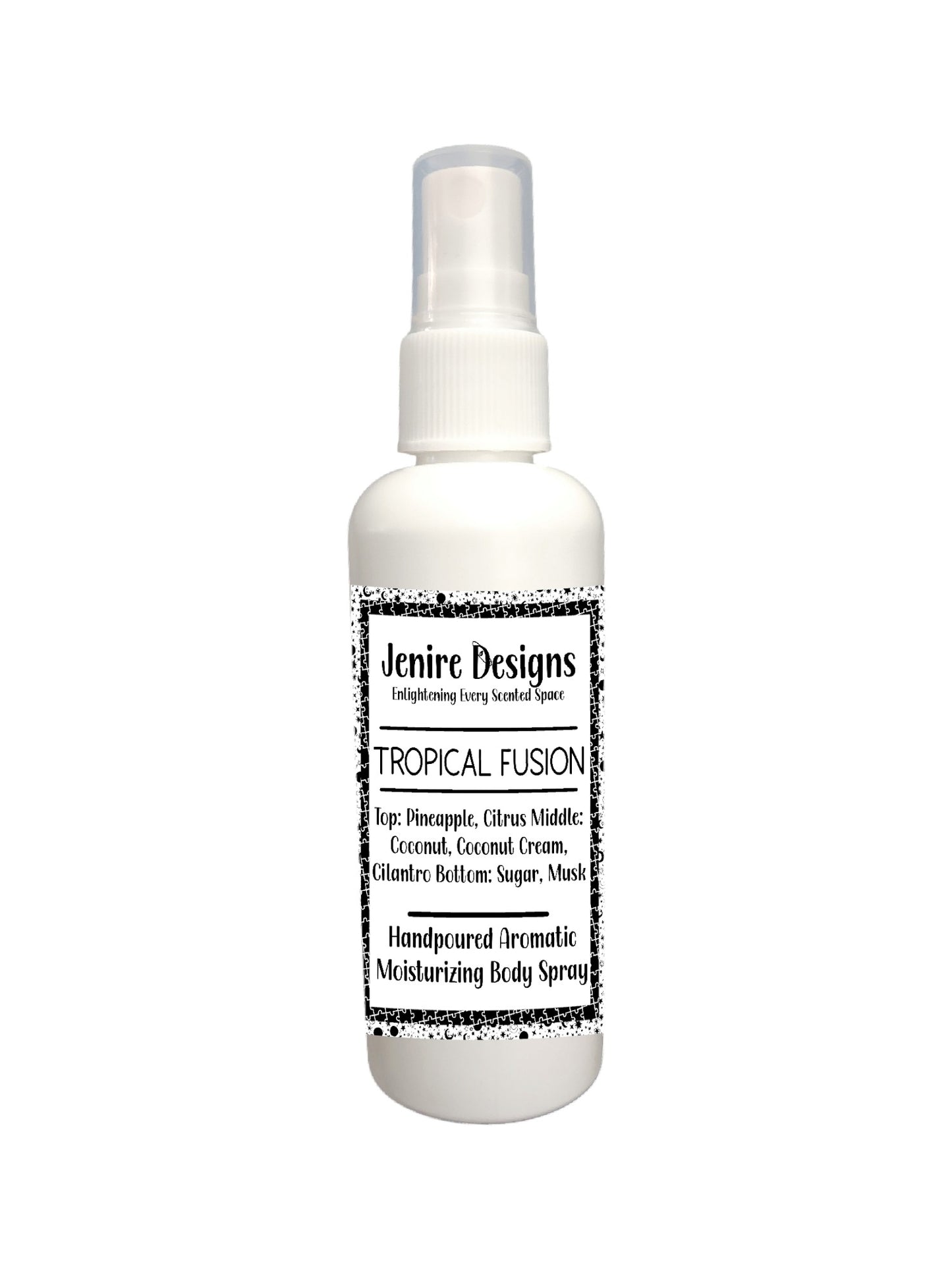 Immerse yourself in the tropical aroma of sweet island pineapple, zesty citrus, creamy coconut, and a touch of cilantro with our 3.5 Moisturizing Spray. The addition of sugarcane and musk enhances the already irresistible scent. Inspired by the renowned Pineapple Cilantro fragrance, our Tropical Fusion candles will instantly transport you to a paradise of warmth and relaxation.