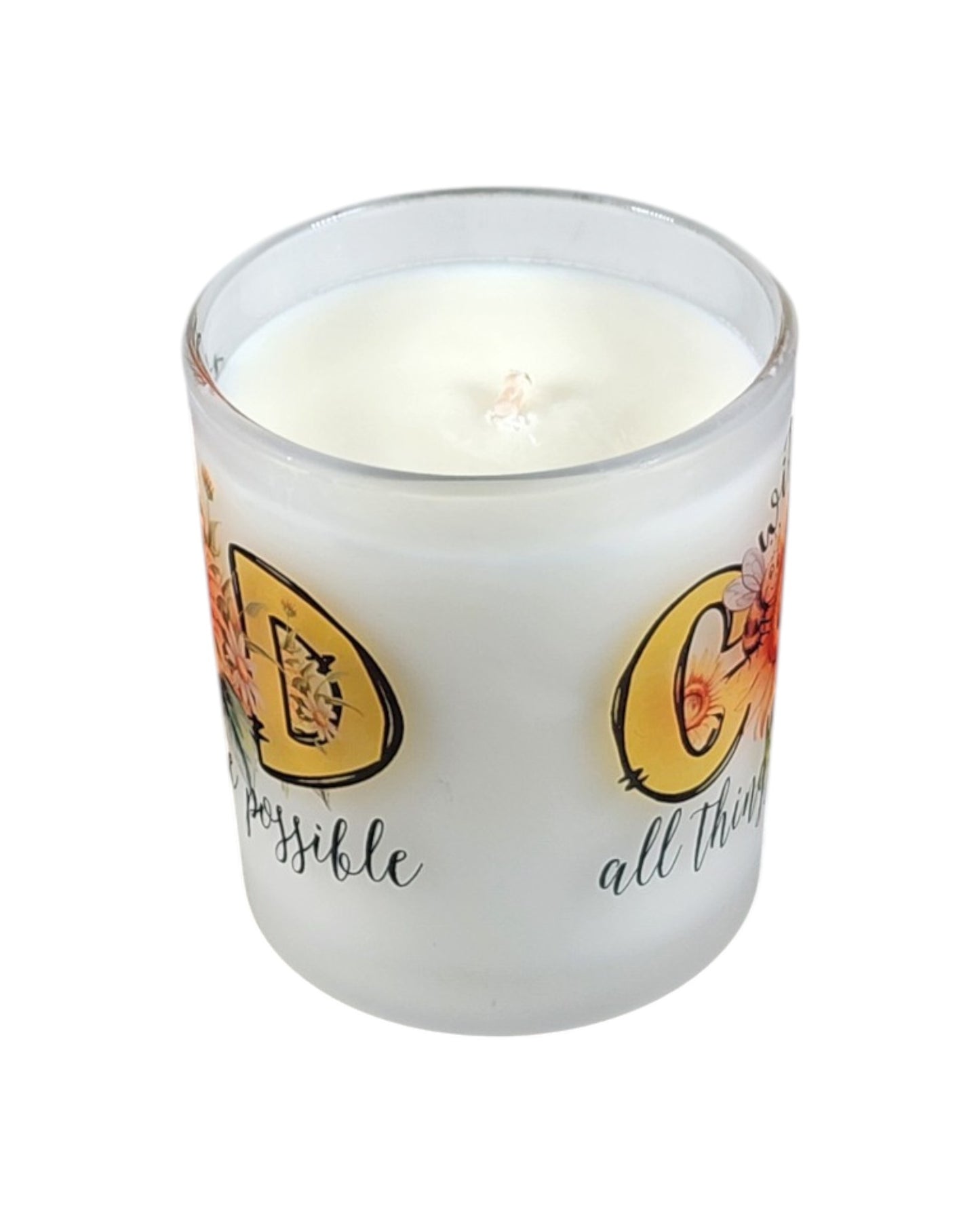 With God | Agave Nectar Type Soy Candle | 8 oz | Sublimated Glass Jar | Jenire Designs