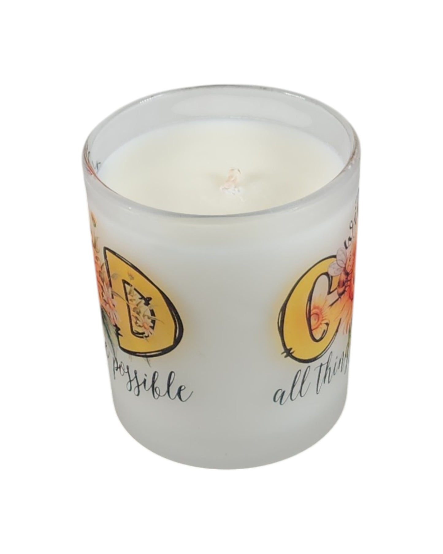 With God | Agave Nectar Type Soy Candle | 8 oz | Sublimated Glass Jar | Jenire Designs